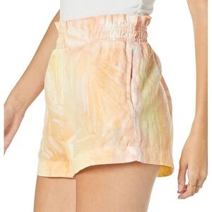Bella Dahl Tie-Dye Linen Shorts Orange Yellow Pink XS Ruffle Waist